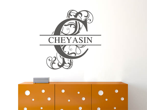 Wandtattoo verschnörkelter Buchstabe C mit Cheyasin