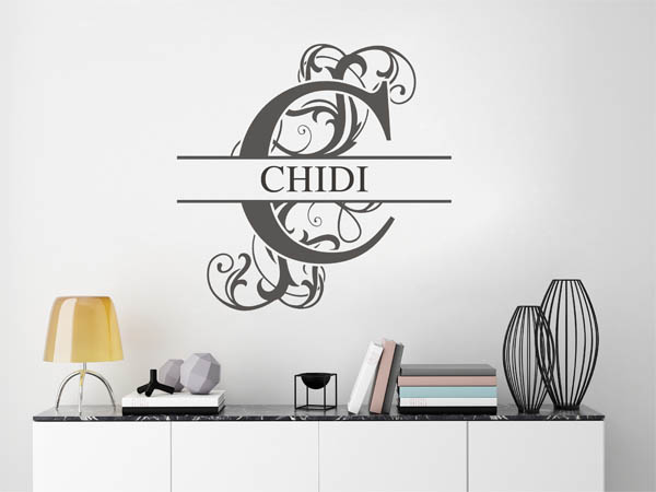 Wandtattoo verschnörkelter Buchstabe C mit Chidi