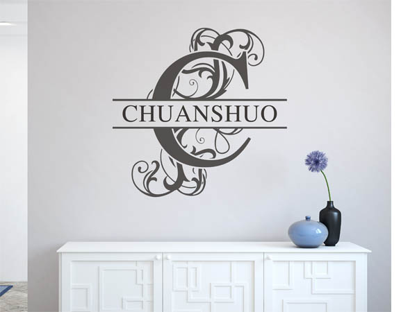 Wandtattoo verschnörkelter Buchstabe C mit Chuanshuo