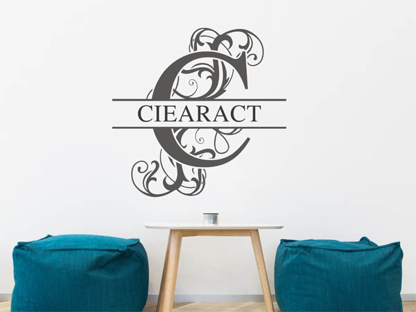 Wandtattoo verschnörkelter Buchstabe C mit Ciearact