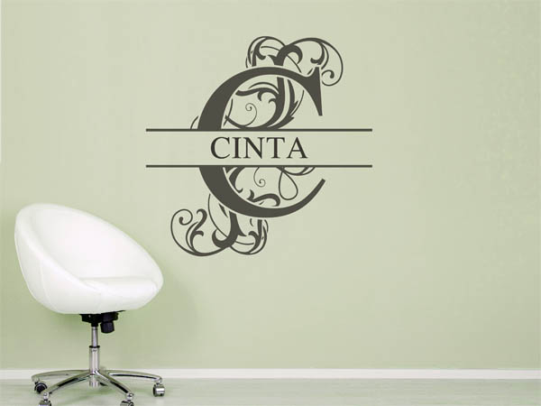 Wandtattoo verschnörkelter Buchstabe C mit Cinta