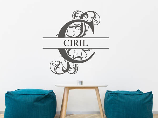 Wandtattoo verschnörkelter Buchstabe C mit Ciril
