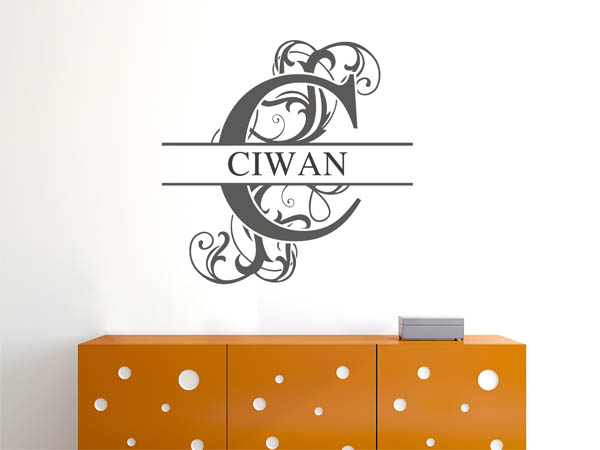 Wandtattoo verschnörkelter Buchstabe C mit Ciwan