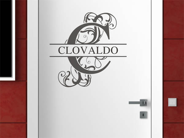 Wandtattoo verschnörkelter Buchstabe C mit Clovaldo