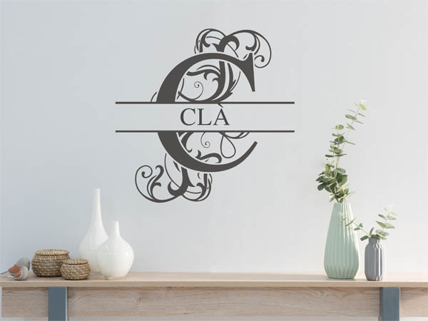Wandtattoo verschnörkelter Buchstabe C mit Clà