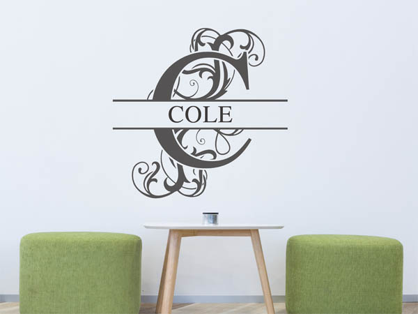 Wandtattoo verschnörkelter Buchstabe C mit Cole