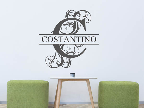 Wandtattoo verschnörkelter Buchstabe C mit Costantino
