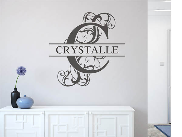 Wandtattoo verschnörkelter Buchstabe C mit Crystalle