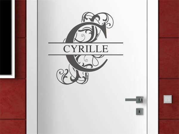 Wandtattoo verschnörkelter Buchstabe C mit Cyrille