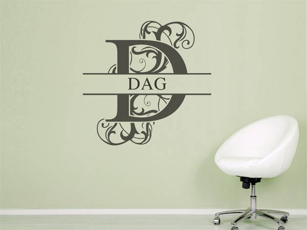 Wandtattoo verschnörkelter Buchstabe D mit Dag
