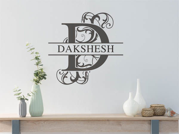 Wandtattoo verschnörkelter Buchstabe D mit Dakshesh