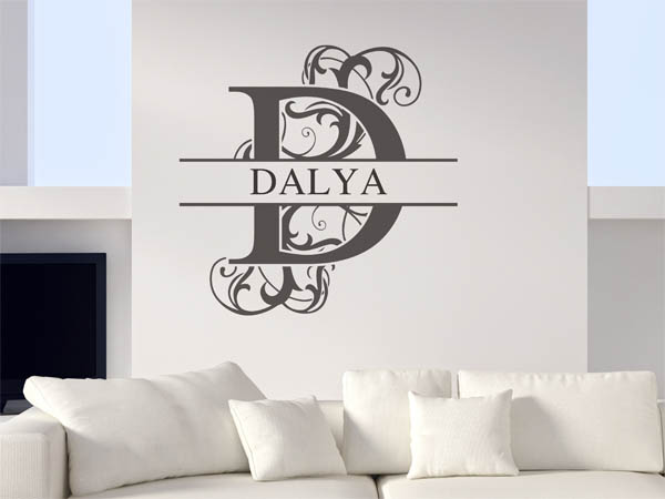 Wandtattoo verschnörkelter Buchstabe D mit Dalya