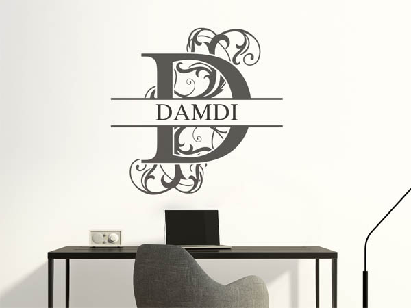 Wandtattoo verschnörkelter Buchstabe D mit Damdi