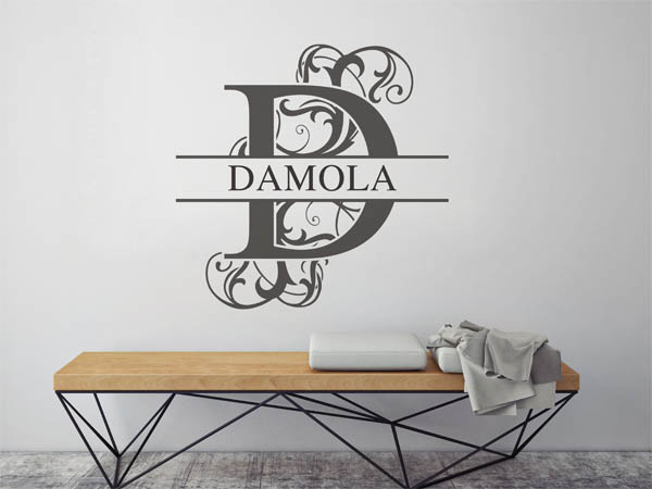 Wandtattoo verschnörkelter Buchstabe D mit Damola