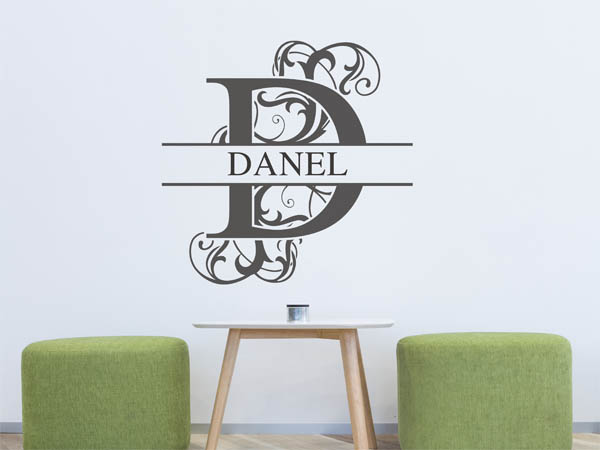 Wandtattoo verschnörkelter Buchstabe D mit Danel