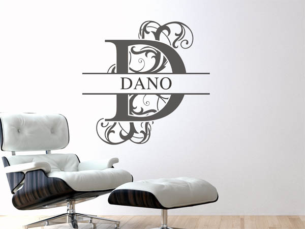 Wandtattoo verschnörkelter Buchstabe D mit Dano