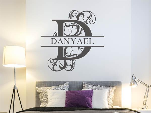 Wandtattoo verschnörkelter Buchstabe D mit Danyael