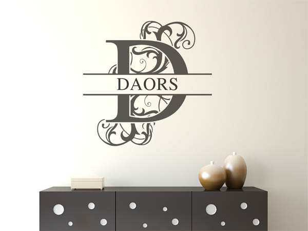 Wandtattoo verschnörkelter Buchstabe D mit Daors