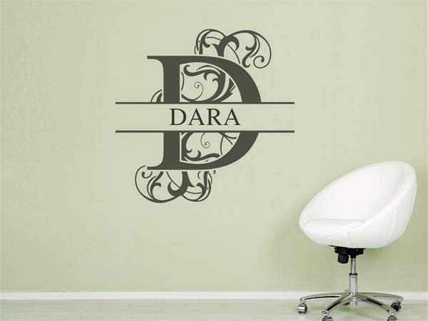 Wandtattoo verschnörkelter Buchstabe D mit Dara
