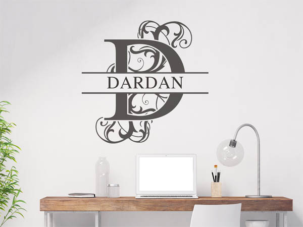 Wandtattoo verschnörkelter Buchstabe D mit Dardan