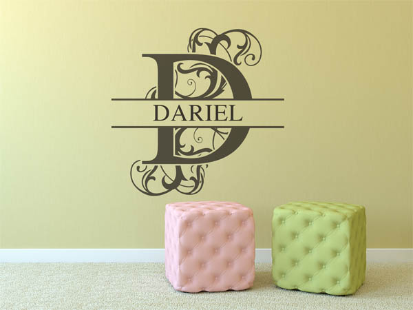 Wandtattoo verschnörkelter Buchstabe D mit Dariel
