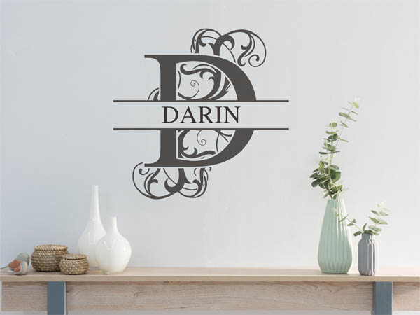 Wandtattoo verschnörkelter Buchstabe D mit Darin
