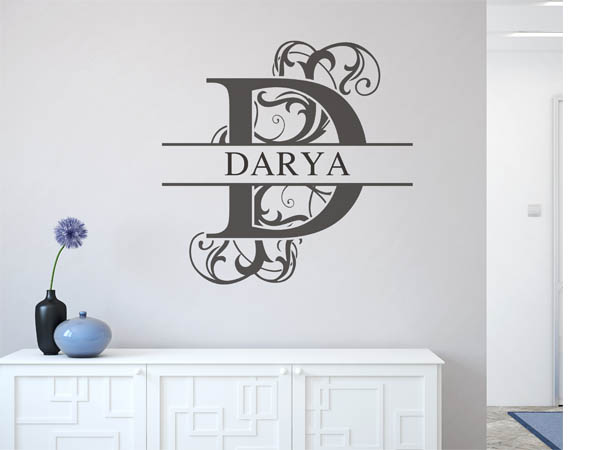 Wandtattoo verschnörkelter Buchstabe D mit Darya