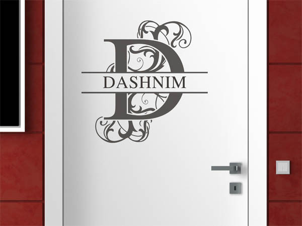 Wandtattoo verschnörkelter Buchstabe D mit Dashnim