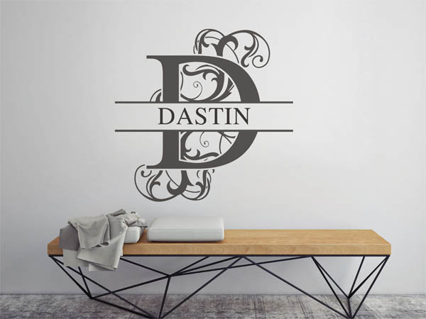 Wandtattoo verschnörkelter Buchstabe D mit Dastin