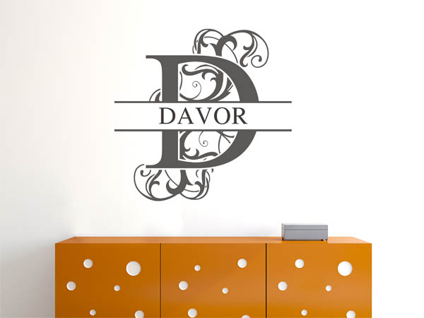 Wandtattoo verschnörkelter Buchstabe D mit Davor