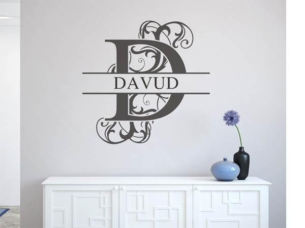 Wandtattoo verschnörkelter Buchstabe D mit Davud