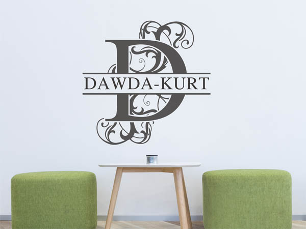 Wandtattoo verschnörkelter Buchstabe D mit Dawda-Kurt