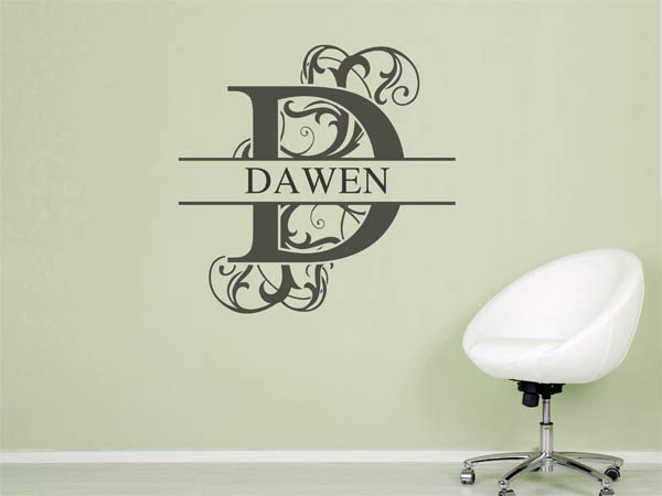 Wandtattoo verschnörkelter Buchstabe D mit Dawen