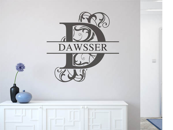 Wandtattoo verschnörkelter Buchstabe D mit Dawsser