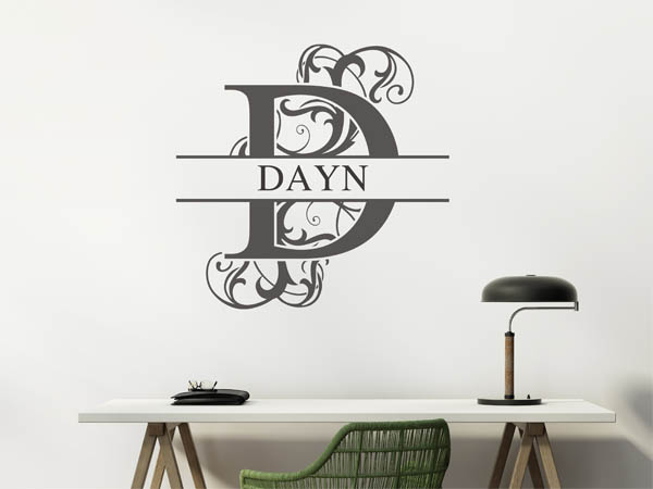 Wandtattoo verschnörkelter Buchstabe D mit Dayn