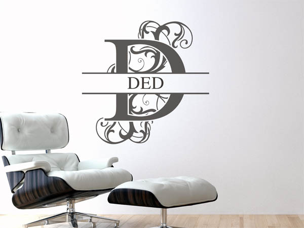 Wandtattoo verschnörkelter Buchstabe D mit Ded