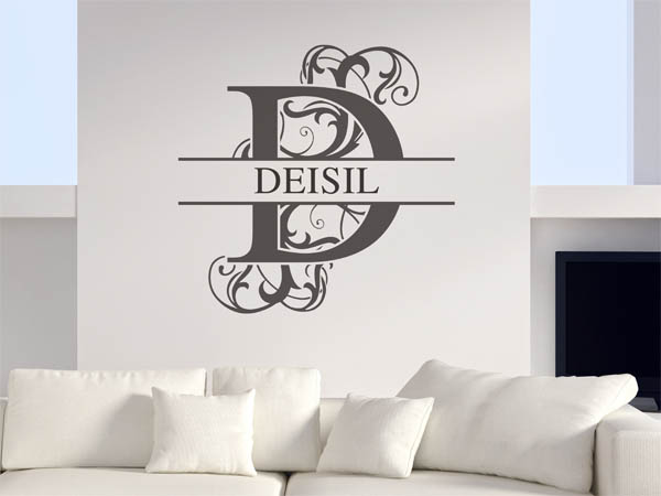 Wandtattoo verschnörkelter Buchstabe D mit Deisil
