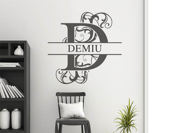 Wandtattoo verschnörkelter Buchstabe D mit Demiu