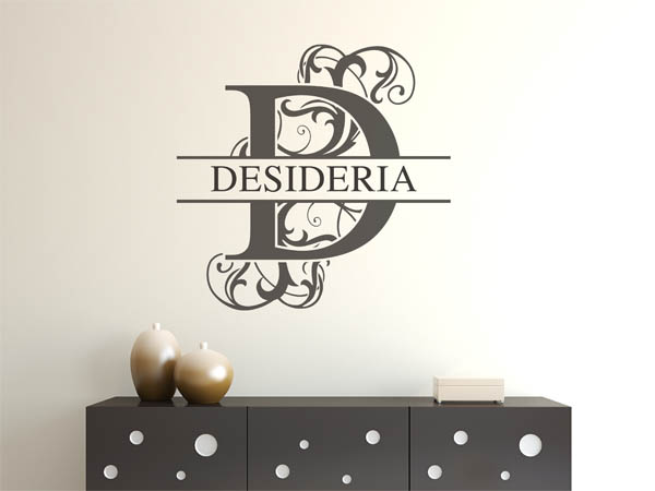 Wandtattoo verschnörkelter Buchstabe D mit Desideria