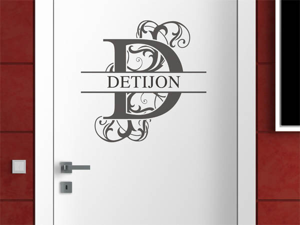 Wandtattoo verschnörkelter Buchstabe D mit Detijon