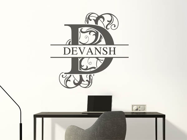 Wandtattoo verschnörkelter Buchstabe D mit Devansh