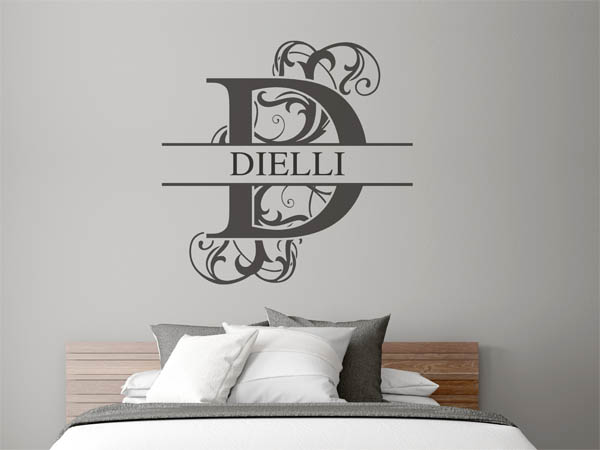 Wandtattoo verschnörkelter Buchstabe D mit Dielli
