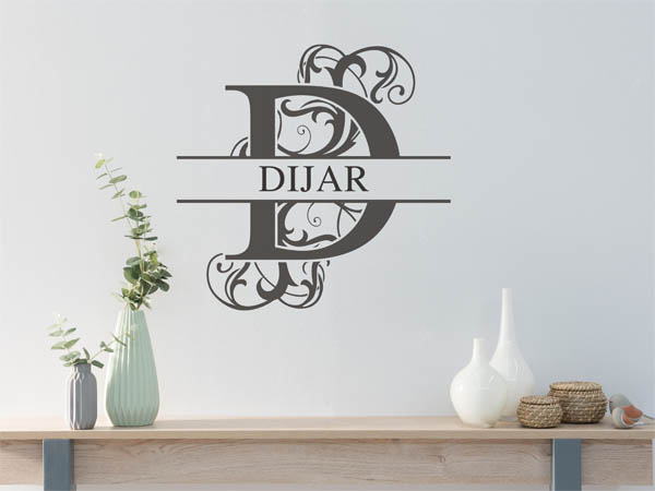 Wandtattoo verschnörkelter Buchstabe D mit Dijar