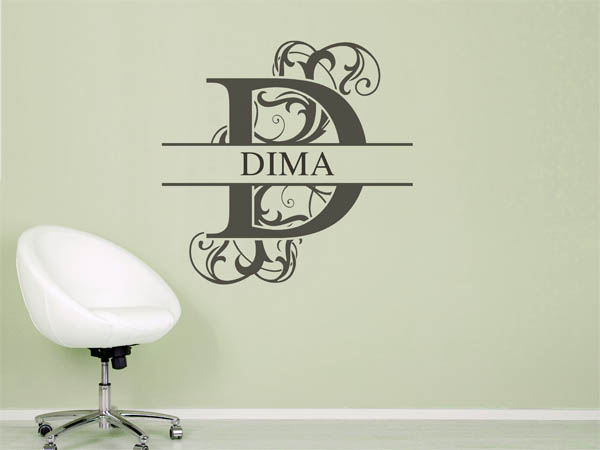 Wandtattoo verschnörkelter Buchstabe D mit Dima