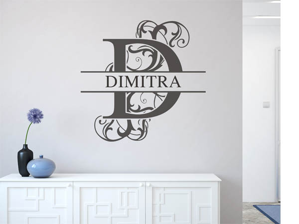 Wandtattoo verschnörkelter Buchstabe D mit Dimitra