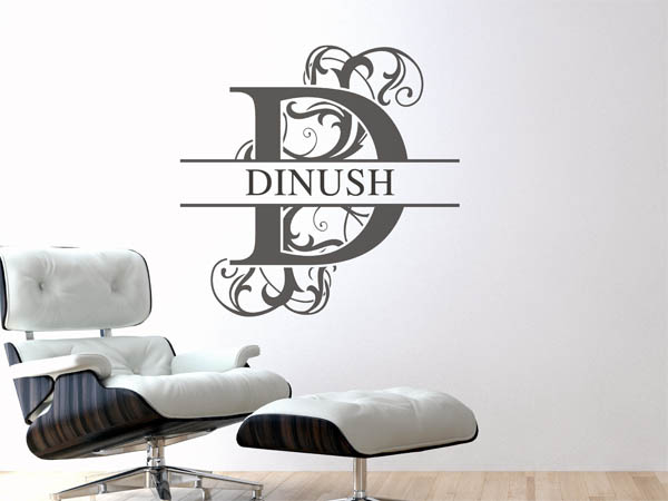 Wandtattoo verschnörkelter Buchstabe D mit Dinush