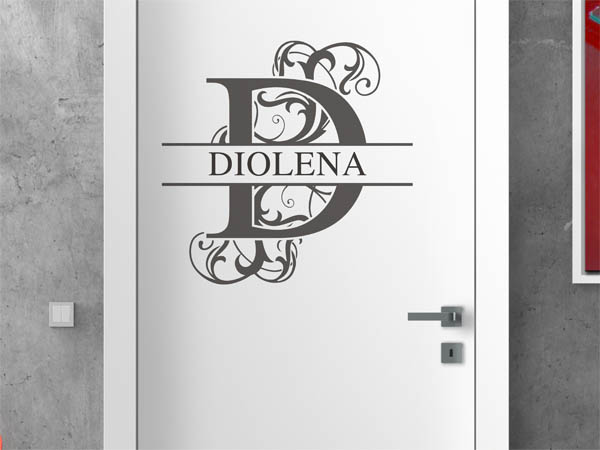 Wandtattoo verschnörkelter Buchstabe D mit Diolena
