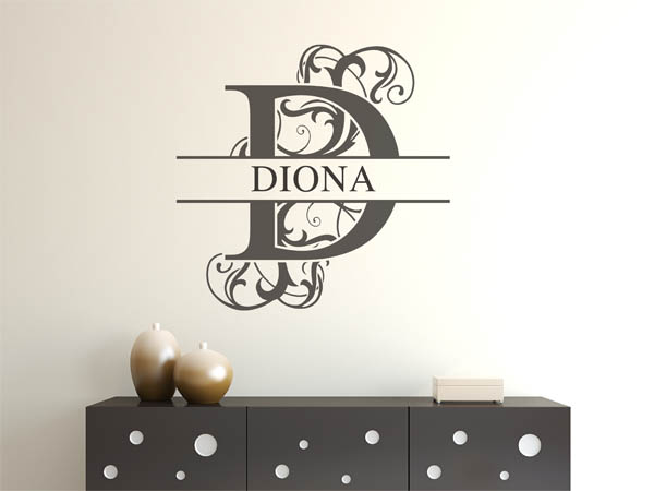 Wandtattoo verschnörkelter Buchstabe D mit Diona
