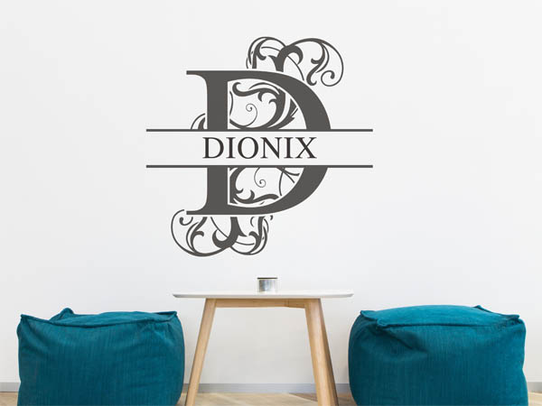 Wandtattoo verschnörkelter Buchstabe D mit Dionix
