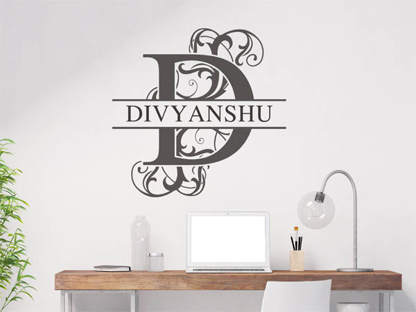 Wandtattoo verschnörkelter Buchstabe D mit Divyanshu